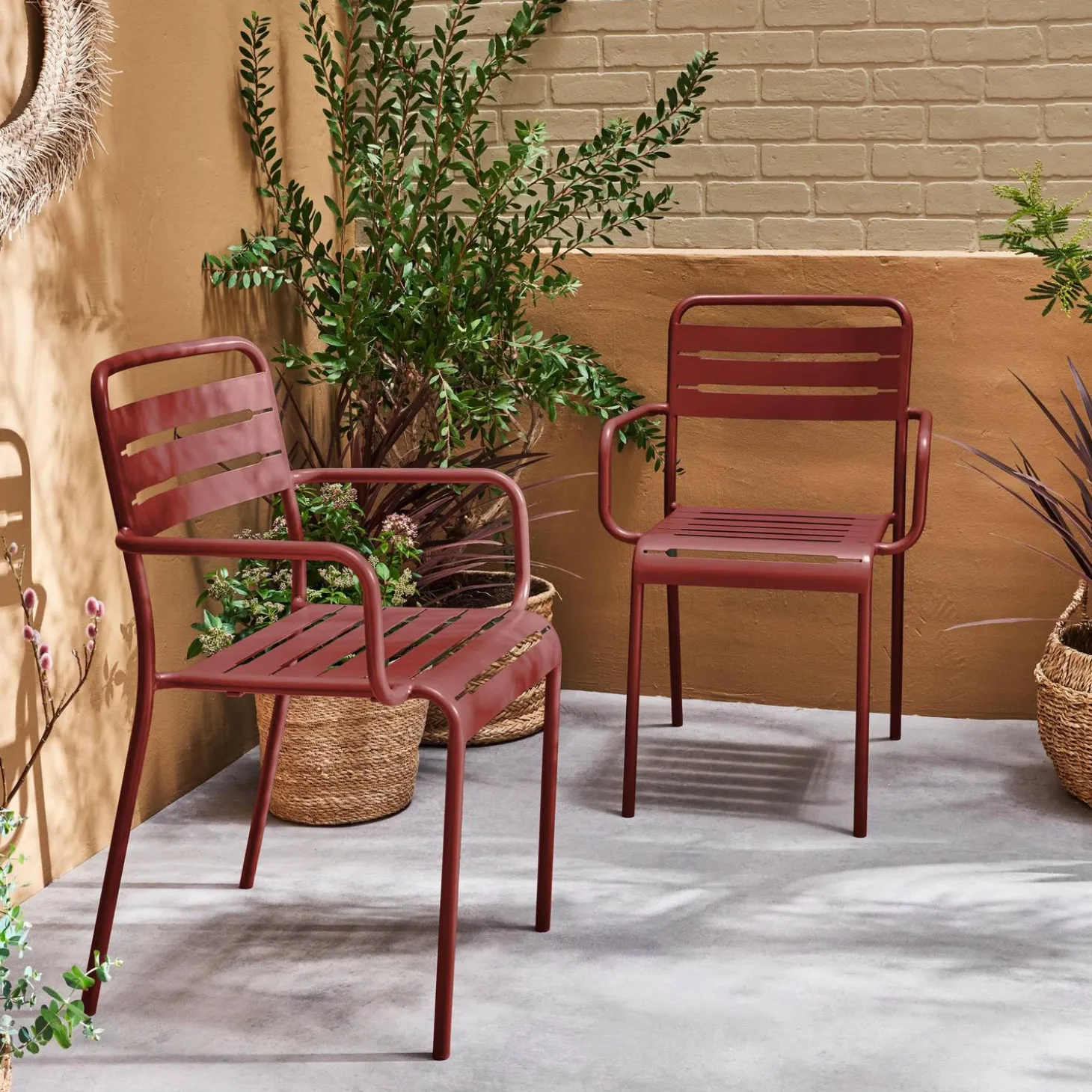 Tuinstoelen metaal met armleuning (set van 2)