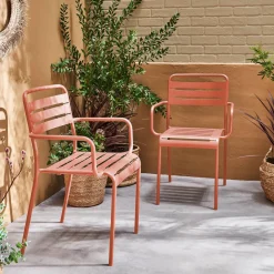 Tuinstoelen metaal met armleuning (set van 2)