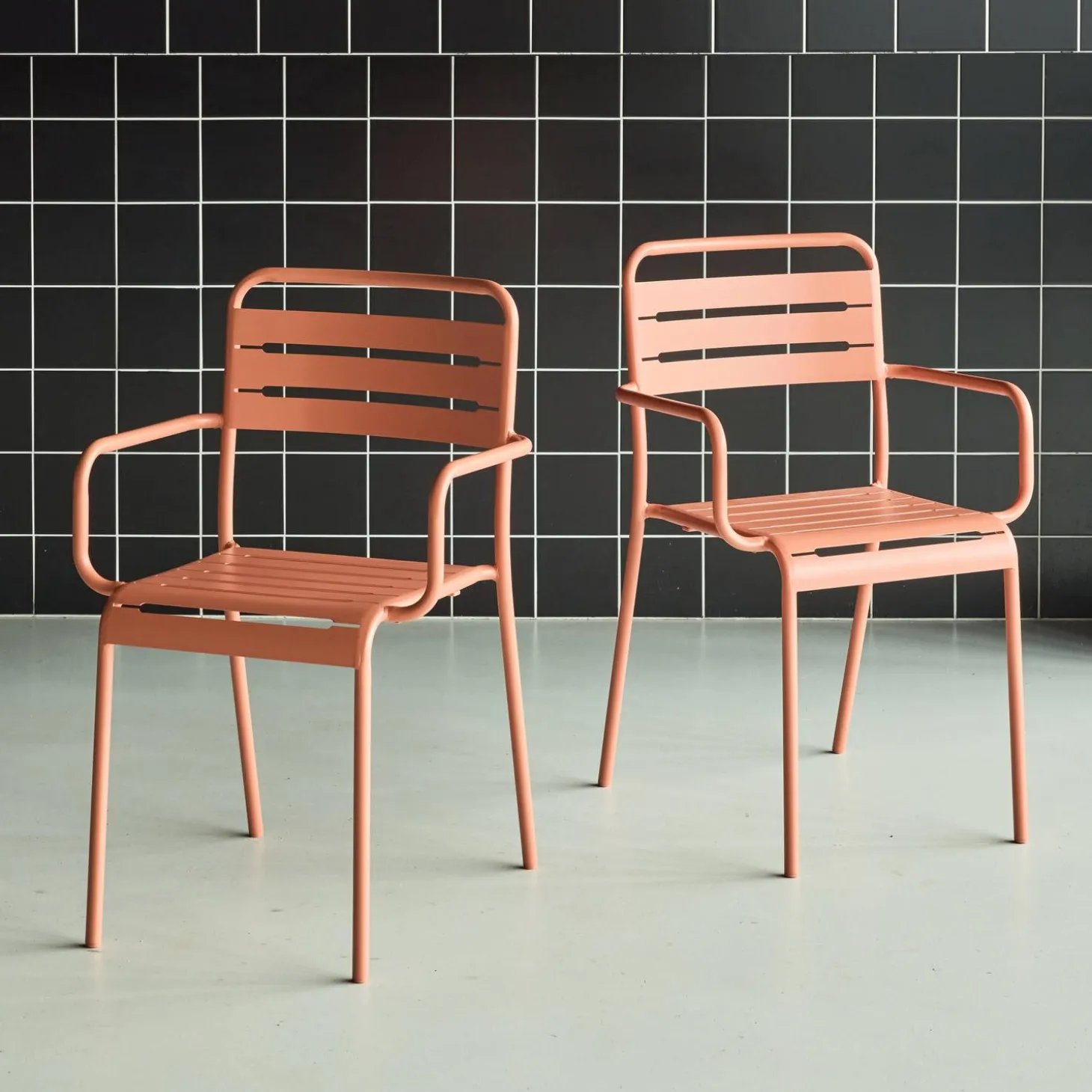 Tuinstoelen metaal met armleuning (set van 2)