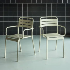 Tuinstoelen metaal met armleuning (set van 2)