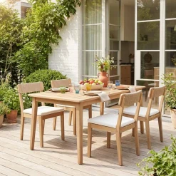 Tuinstoelen van acacia en touw (set van 4)