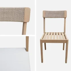 Tuinstoelen van acacia en touw (set van 4)