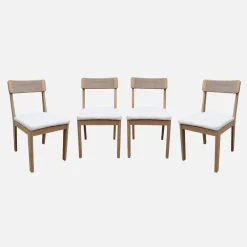 Tuinstoelen van acacia en touw (set van 4)