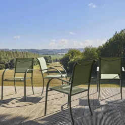 Tuinstoelen van aluminium en textileen (set van 4)