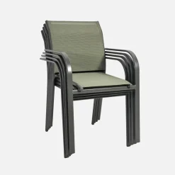 Tuinstoelen van aluminium en textileen (set van 4)