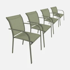Tuinstoelen van aluminium en textileen (set van 4)