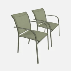 Tuinstoelen van aluminium en textileen (set van 2)