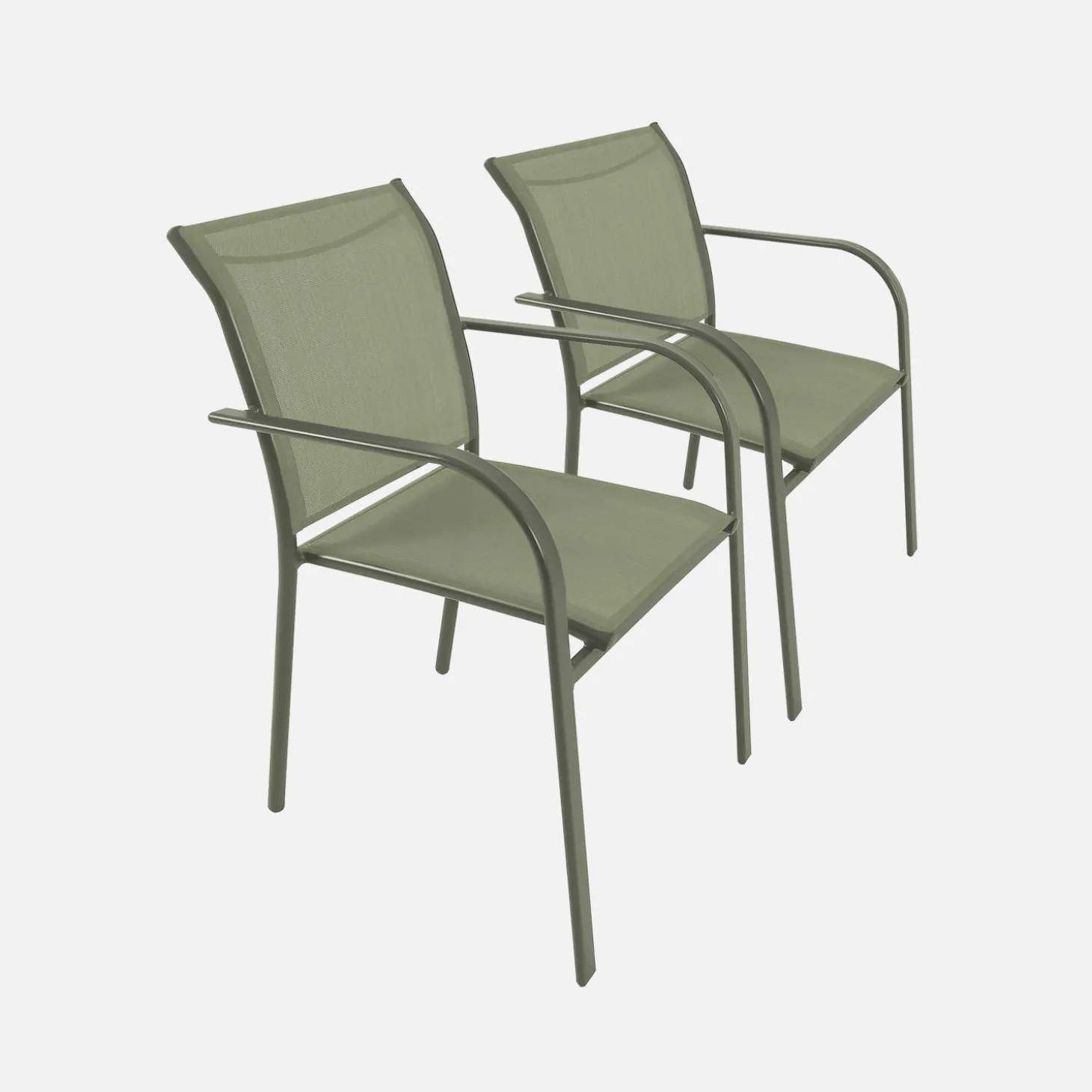 Tuinstoelen van aluminium en textileen (set van 2)