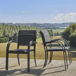Tuinstoelen van aluminium en textileen (set van 4)