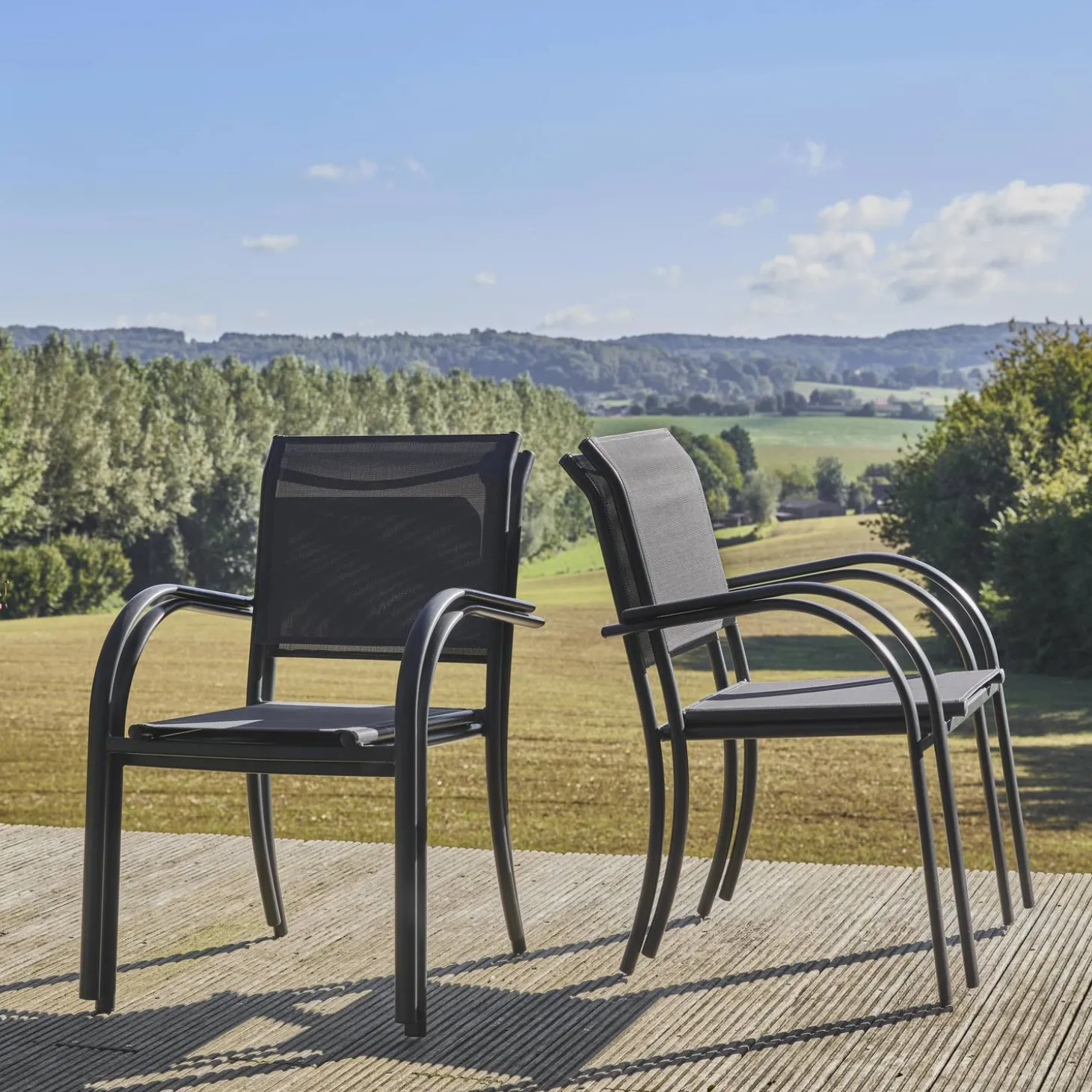 Tuinstoelen van aluminium en textileen (set van 4)
