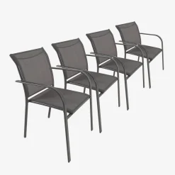 Tuinstoelen van aluminium en textileen (set van 4)