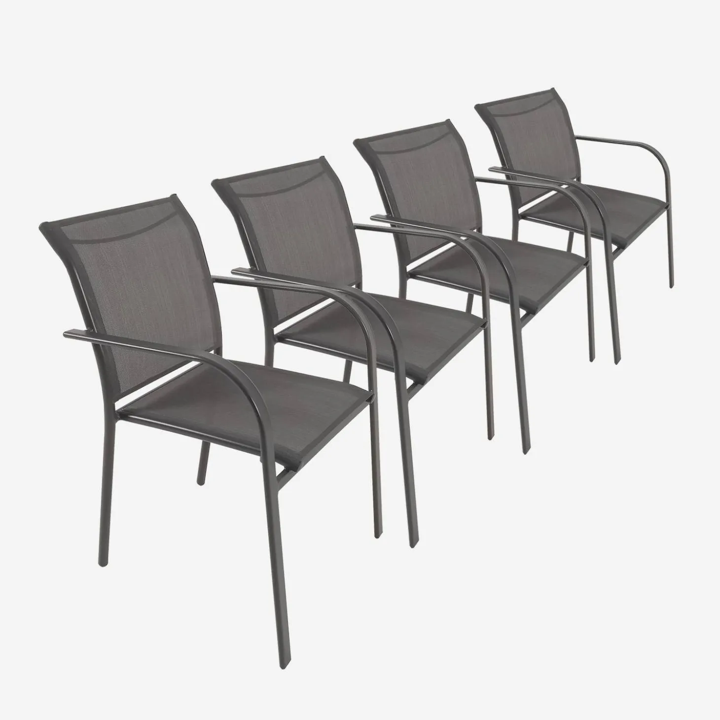 Tuinstoelen van aluminium en textileen (set van 4)