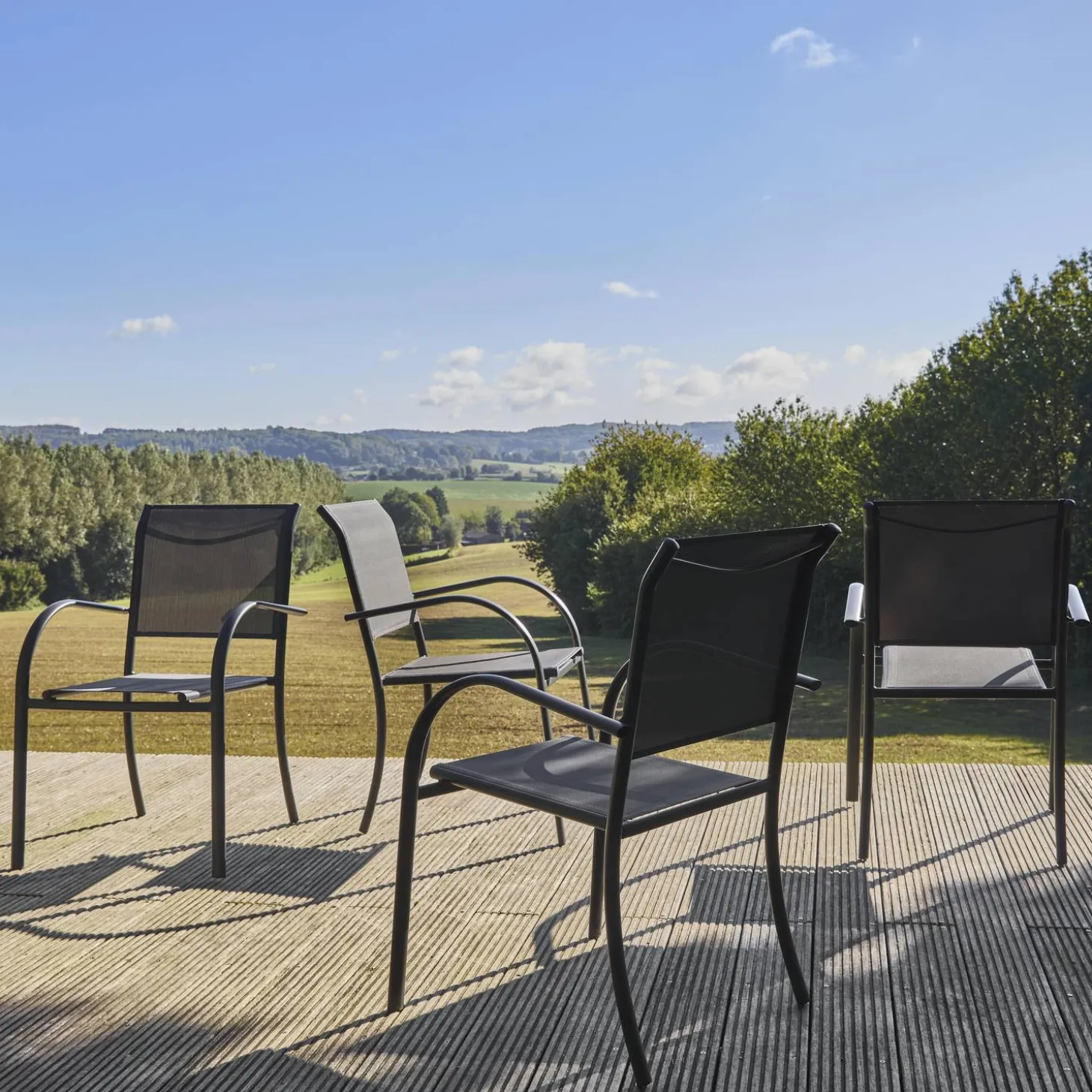 Tuinstoelen van aluminium en textileen (set van 4)