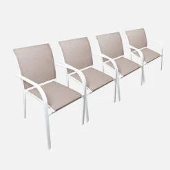 Tuinstoelen van aluminium en textileen (set van 4)