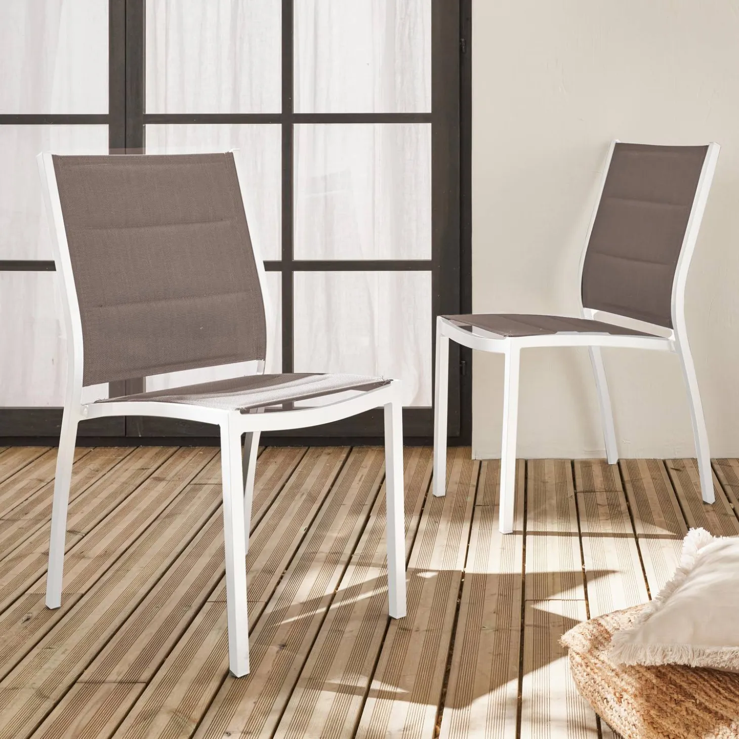 Tuinstoelen van aluminium, stapelbaar (set van 2)