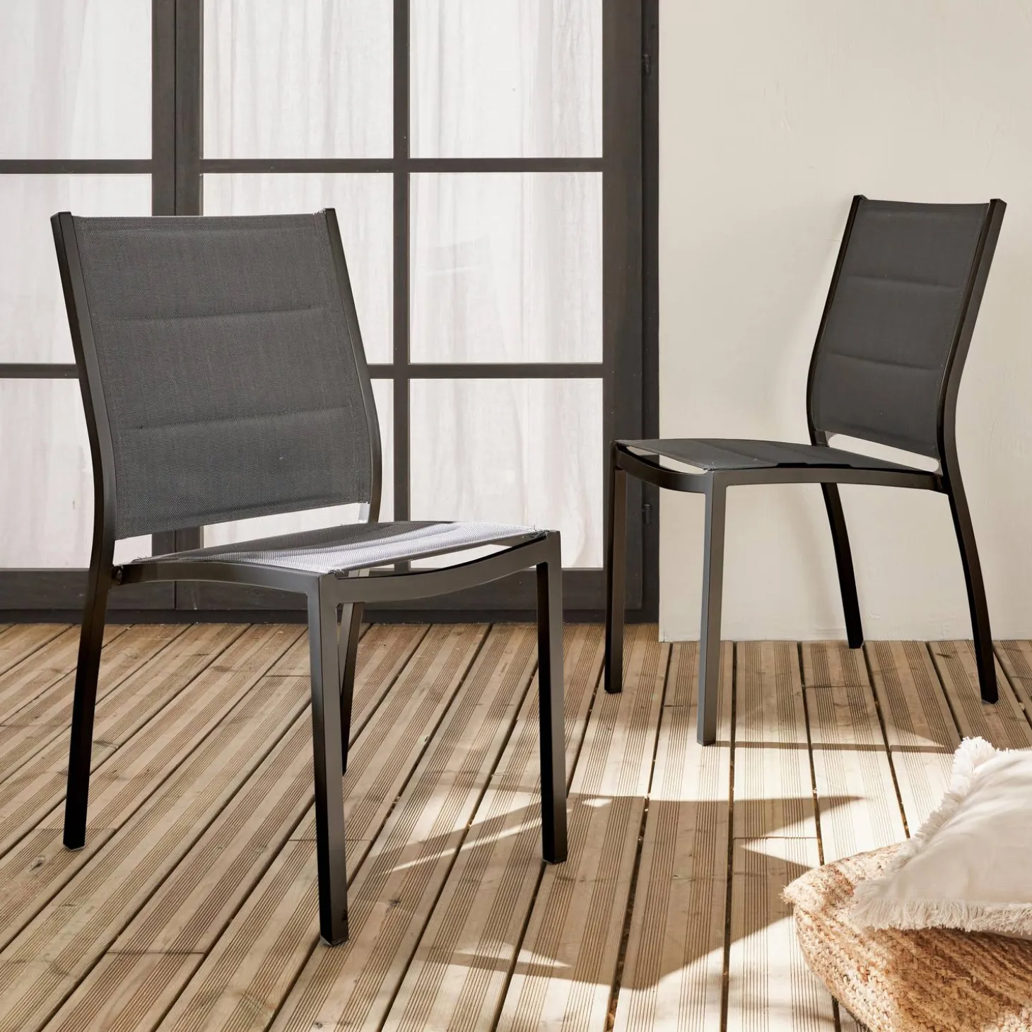 Tuinstoelen van aluminium, stapelbaar (set van 2)