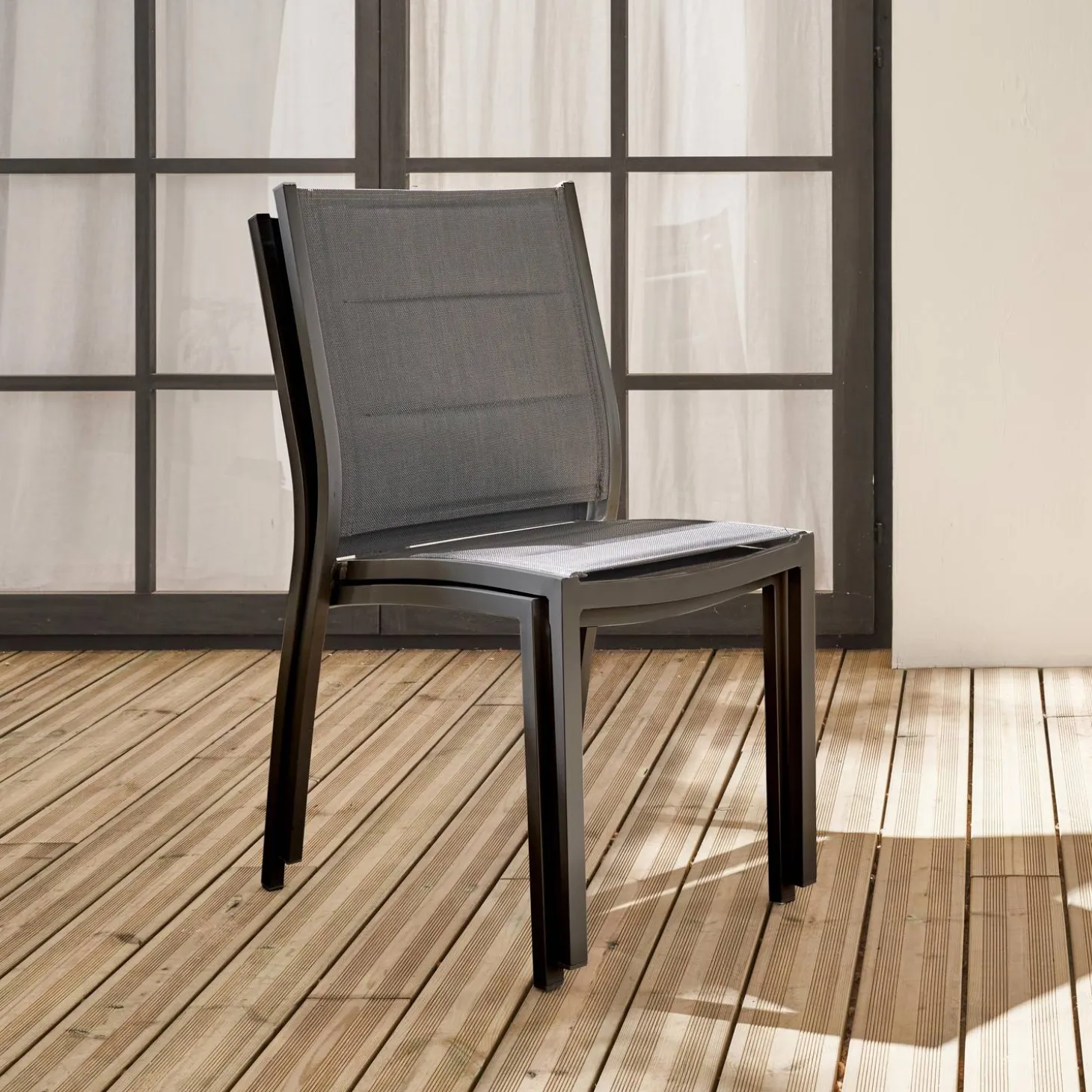 Tuinstoelen van aluminium, stapelbaar (set van 2)