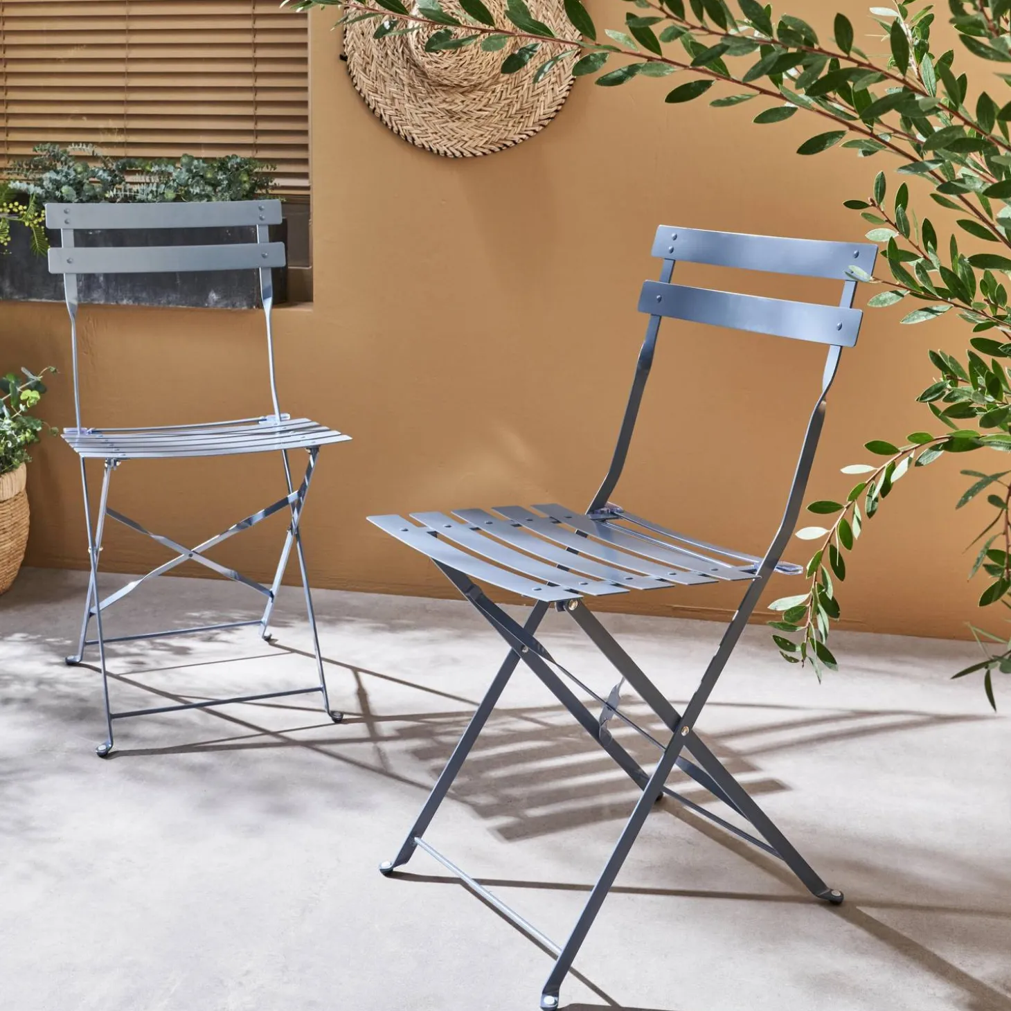Tuinstoelen van metaal opklapbaar (set van 2)