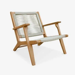 Tuinstoel met voetsteun van hout en touw (set van 2)