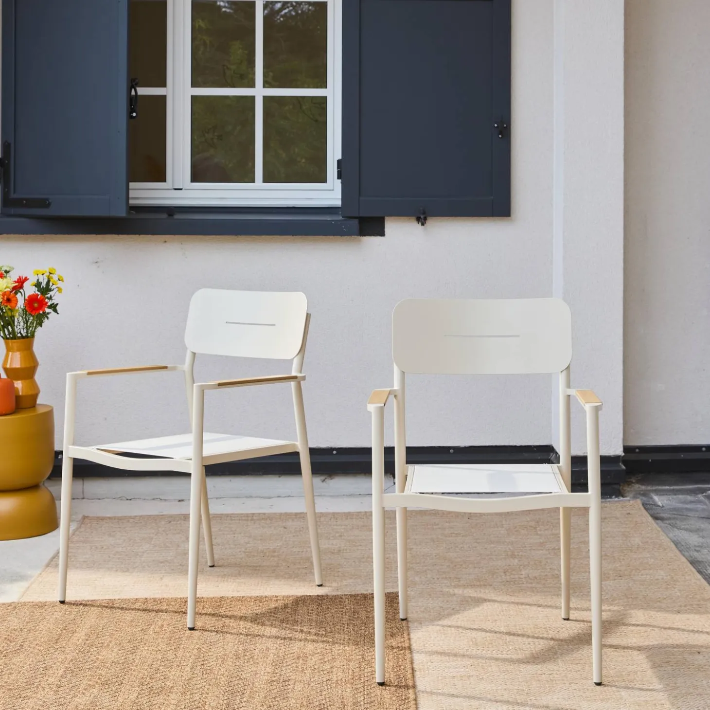 Tuinstoel van aluminium en textileen (set van 2)
