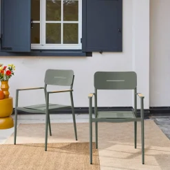 Tuinstoel van aluminium en textileen (set van 2)