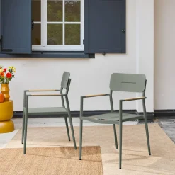 Tuinstoel van aluminium en textileen (set van 2)