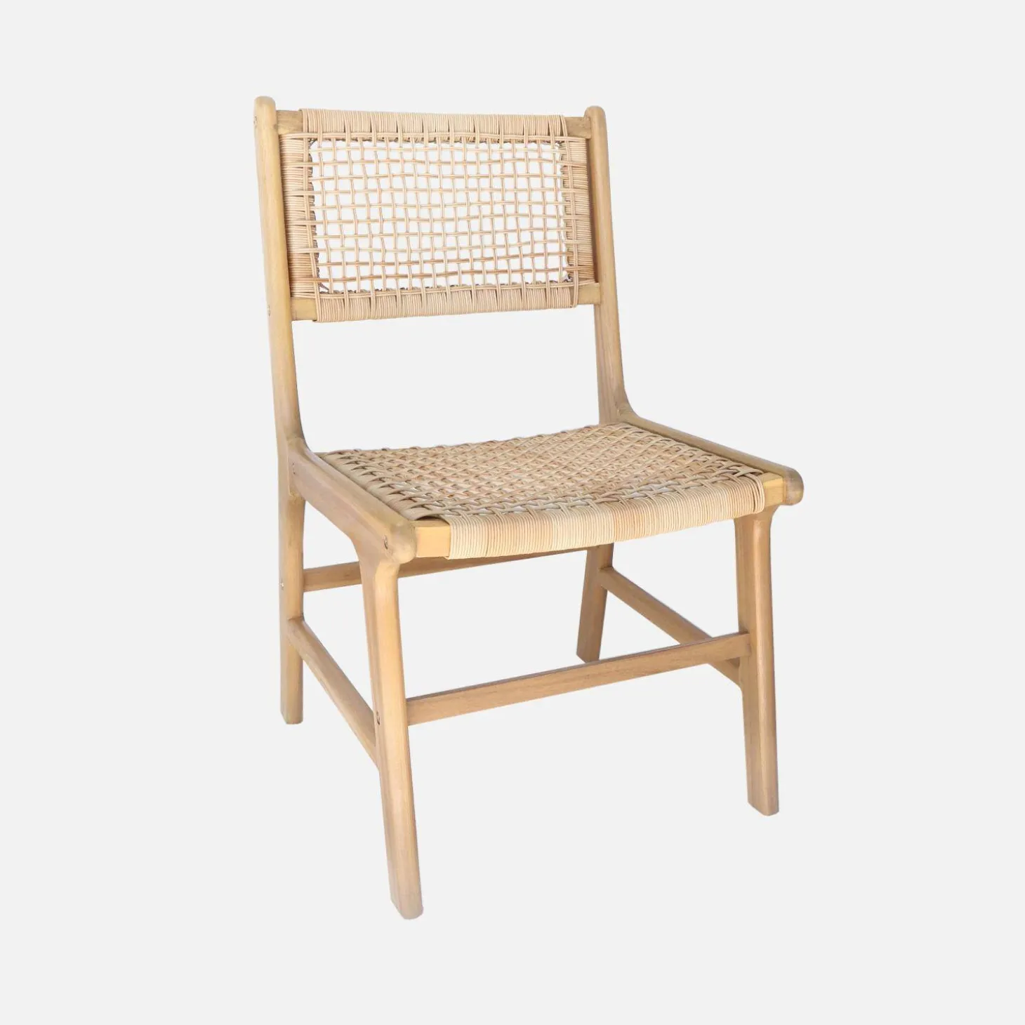 Tuinstoel van riet en hout (set van 4)