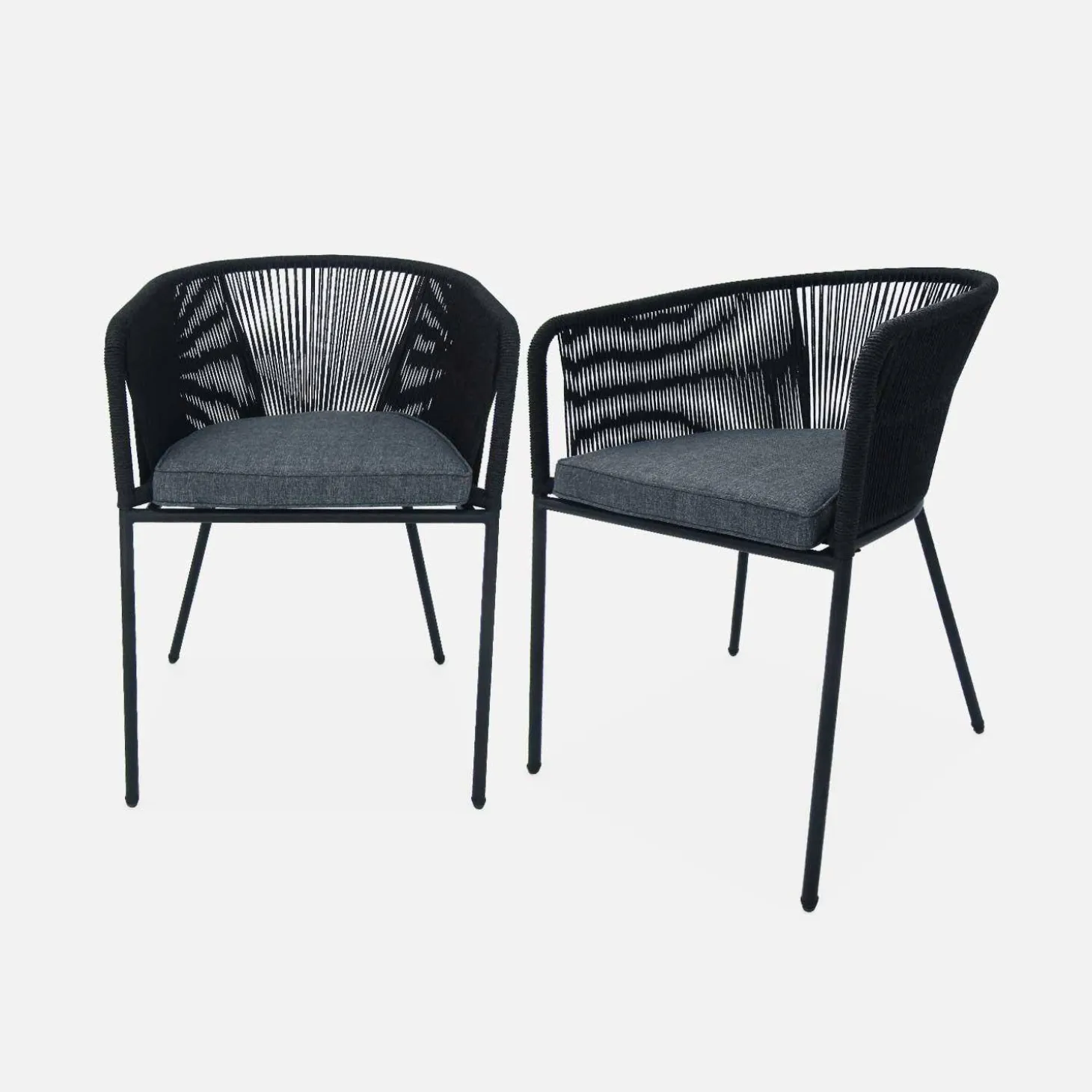 Tuinstoel van touw en gegalvaniseerd staal (set van 2)