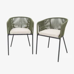 Tuinstoel van touw en gegalvaniseerd staal (set van 2)