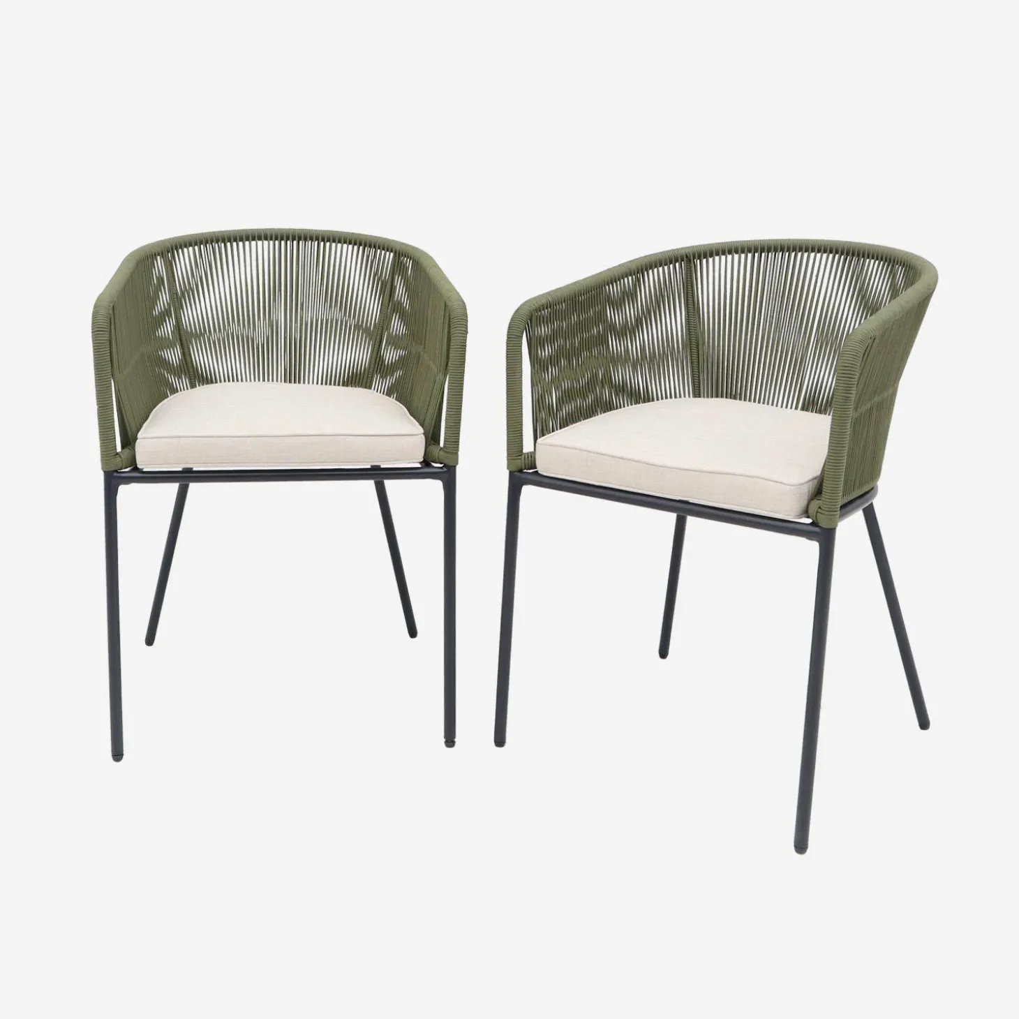 Tuinstoel van touw en gegalvaniseerd staal (set van 2)