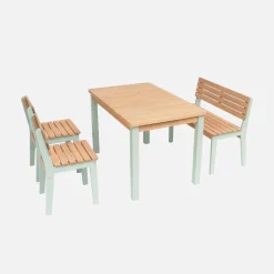 Tuintafel acaciahout + 4 zitplaatsen voor kinderen