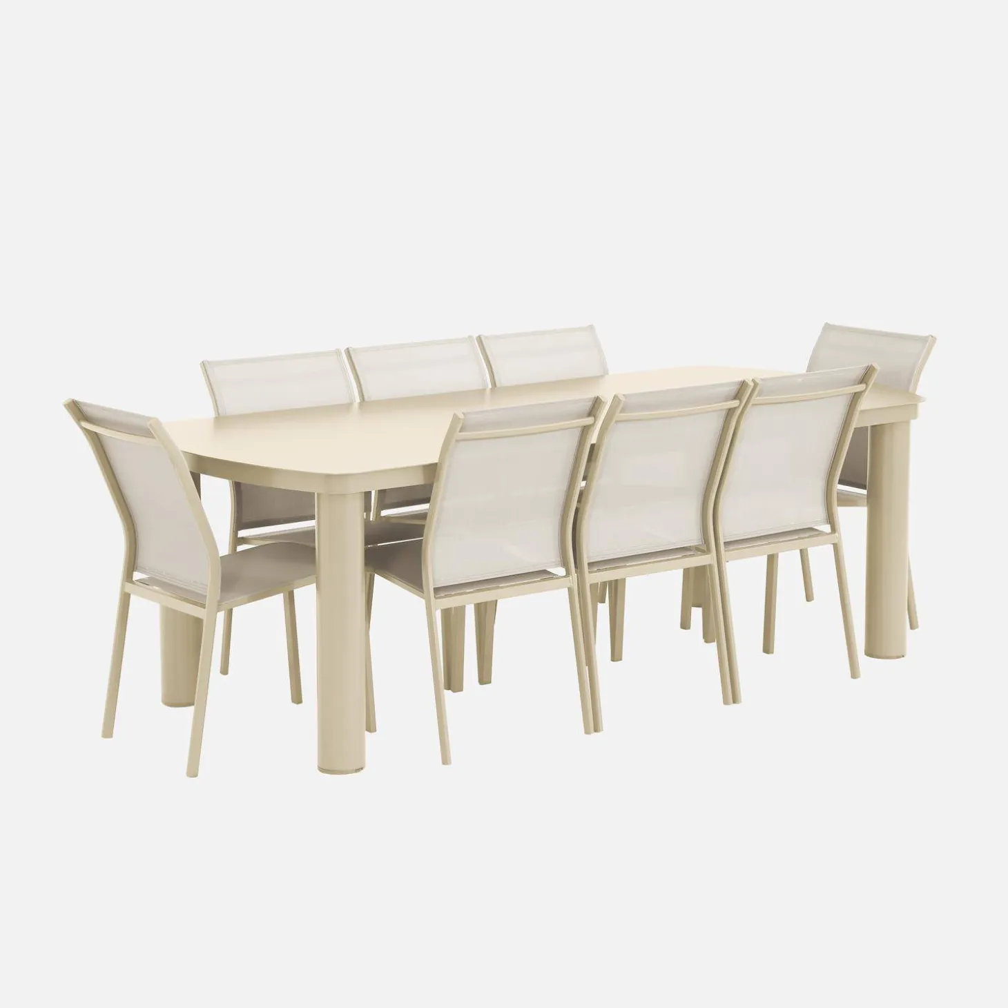 Tuintafel aluminium met 8 stoelen