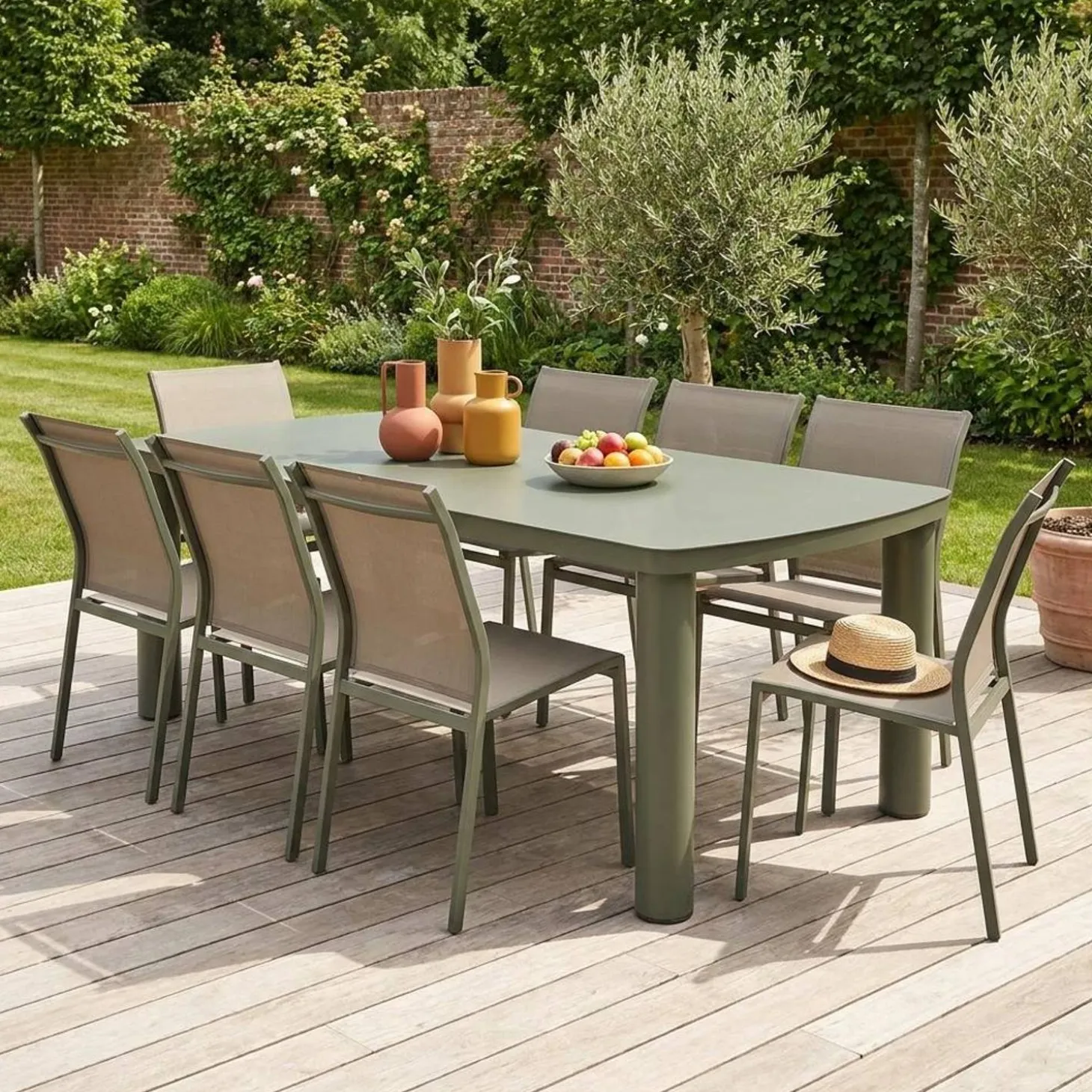 Tuintafel aluminium met 8 stoelen