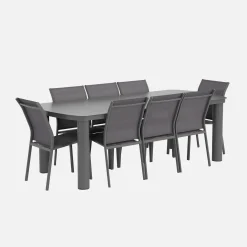 Tuintafel aluminium met 8 stoelen