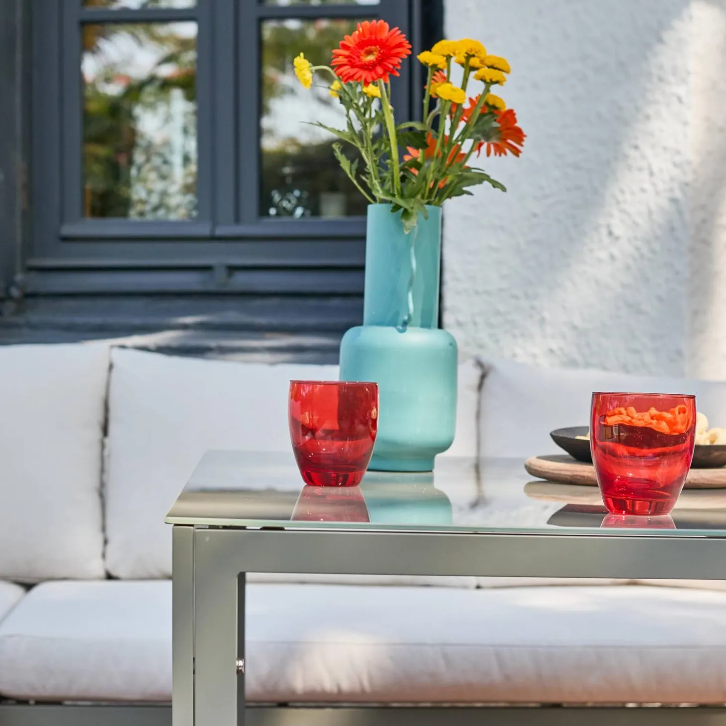 Tuintafel en banken 9 zitplaatsen aluminium