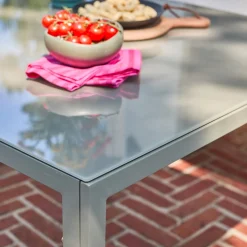 Tuintafel en banken 9 zitplaatsen aluminium