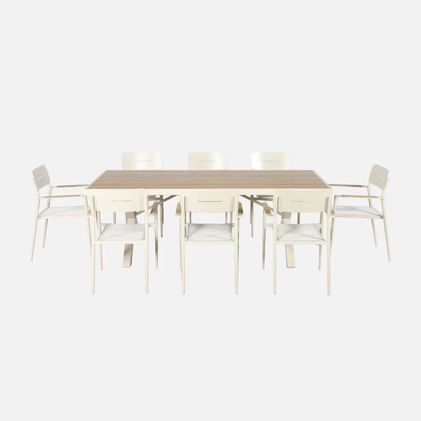 Tuintafel en 8 stoelen aluminium
