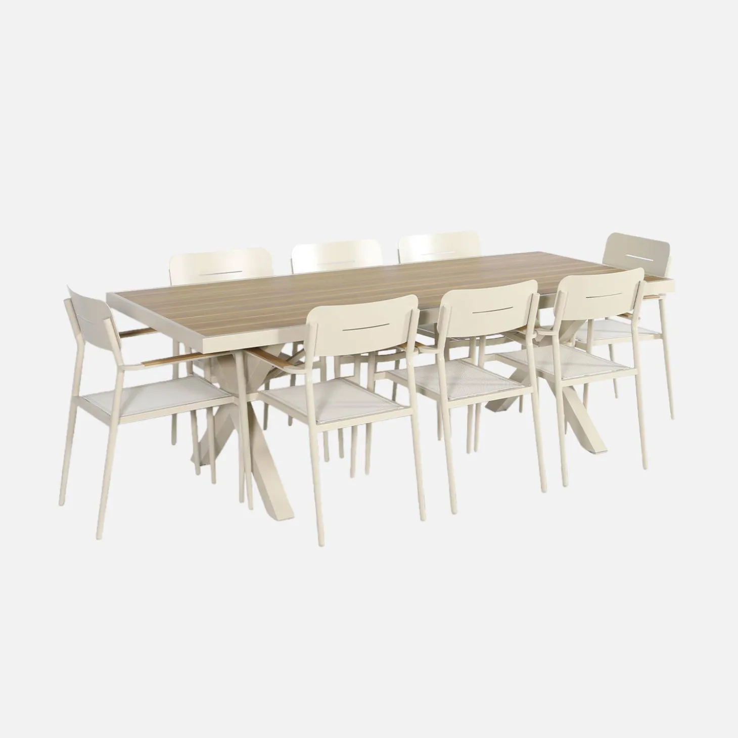 Tuintafel en 8 stoelen aluminium