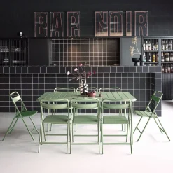 Tuintafel met 8 opklapbare stoelen metaal