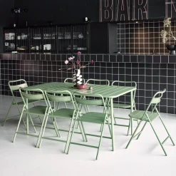 Tuintafel met 8 opklapbare stoelen metaal