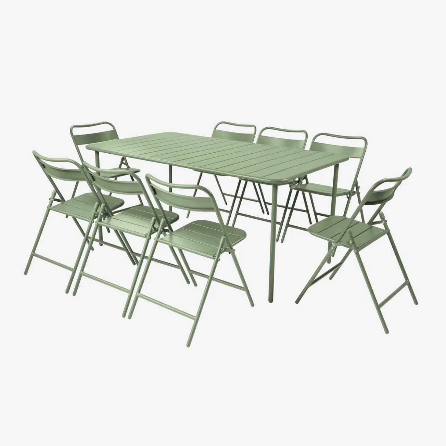 Tuintafel met 8 opklapbare stoelen metaal