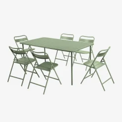 Tuintafel met 6 opklapbare stoelen metaal