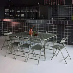 Tuintafel met 8 opklapbare stoelen metaal
