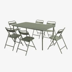 Tuintafel met 6 opklapbare stoelen metaal