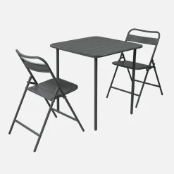 Tuintafel met 2 opklapbare stoelen metaal