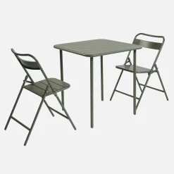 Tuintafel met 2 opklapbare stoelen metaal