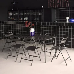 Tuintafel met 6 opklapbare stoelen metaal