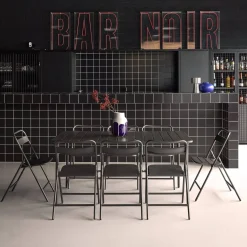 Tuintafel met 8 opklapbare stoelen metaal