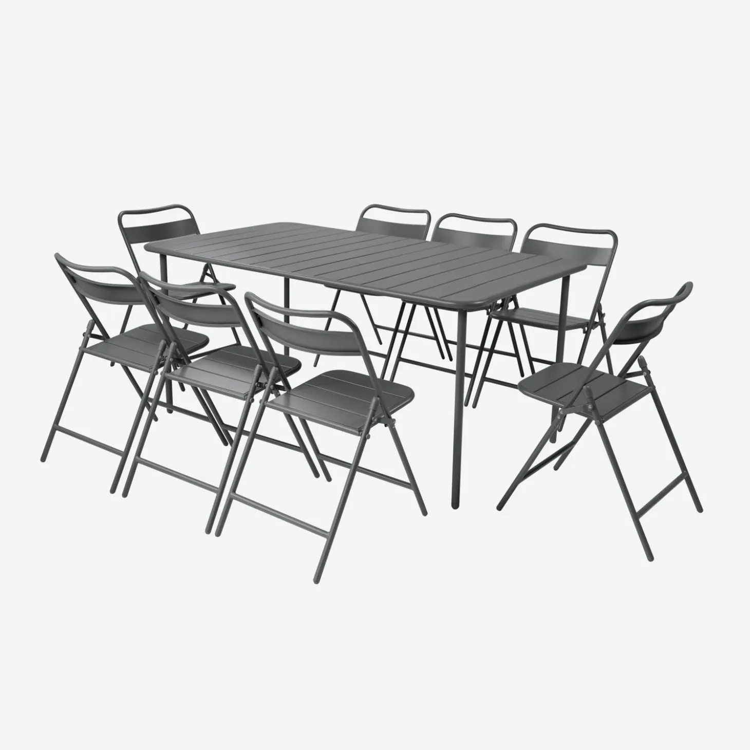Tuintafel met 8 opklapbare stoelen metaal
