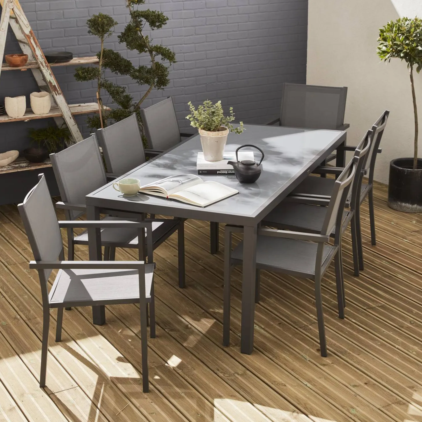 Tuintafel met 8 stoelen aluminium
